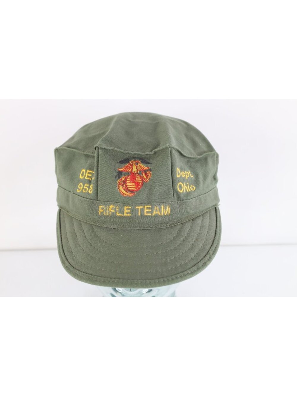 Vintage 80s USGI USMC Det 958 Dept Ohio Rifle Team MC Utility Cap Hat XL USA
